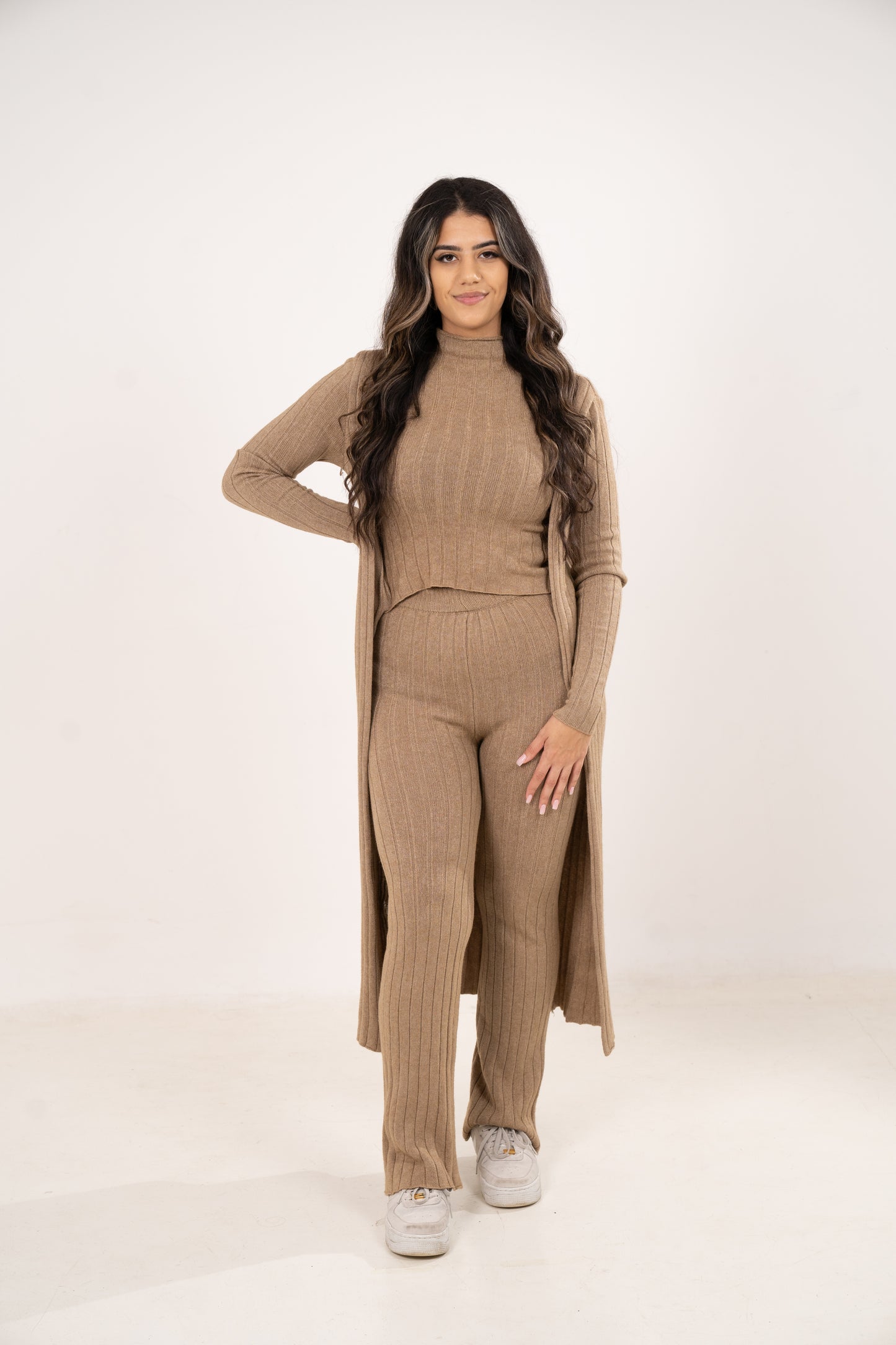 HELEN THREE PIECE KNITWEAR SET - BEIGE