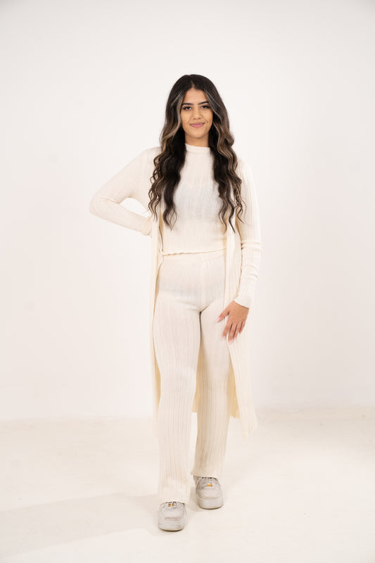 HELEN THREE PIECE KNITWEAR SET - CREAM