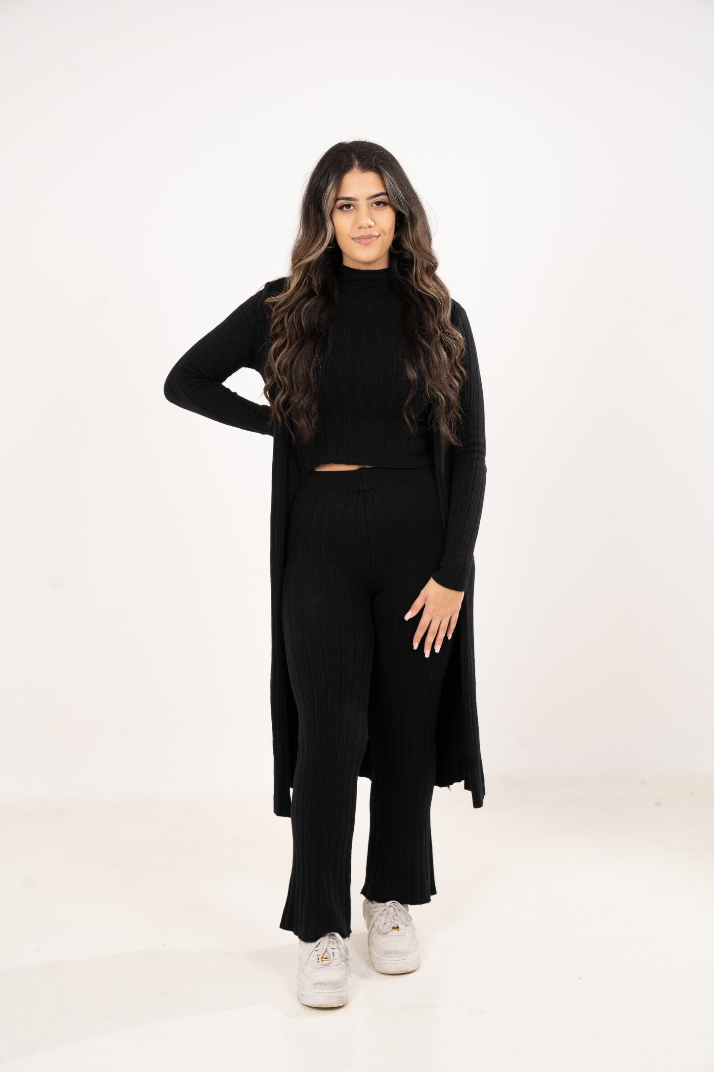 HELEN THREE PIECE KNITWEAR SET - BLACK