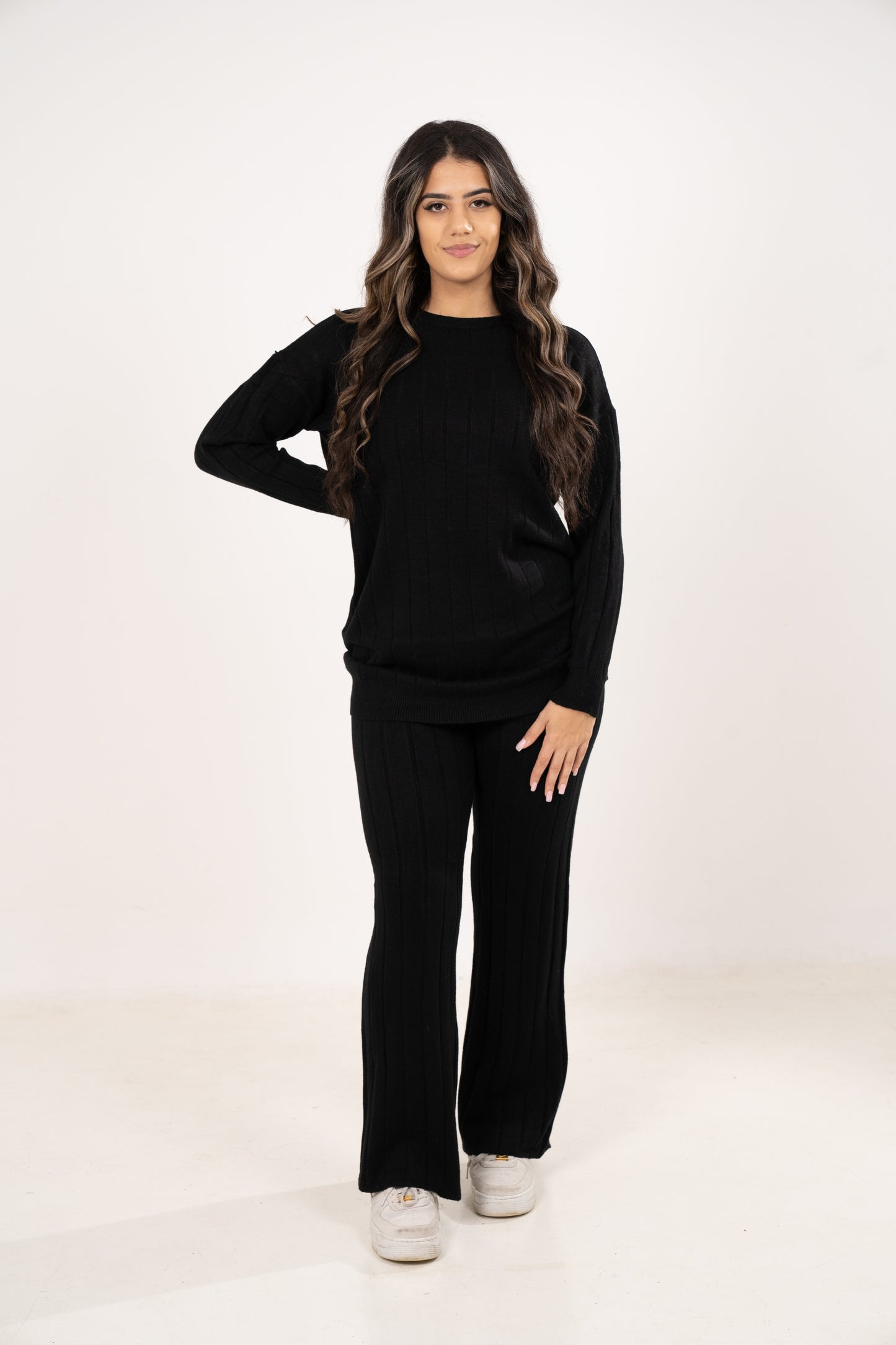 KATERINA TWO PIECE KNITWEAR SET - BLACK