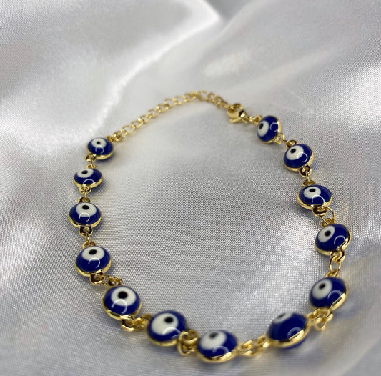 LOUKIA EVIL EYE ANKLET - GOLD