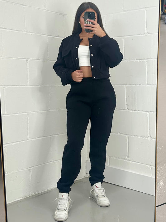 ELENI BOMBER TRACKSUIT SET - BLACK