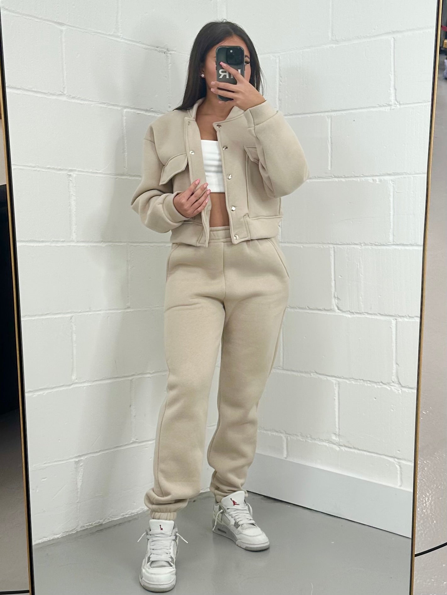 ELENI BOMBER TRACKSUIT SET - BEIGE