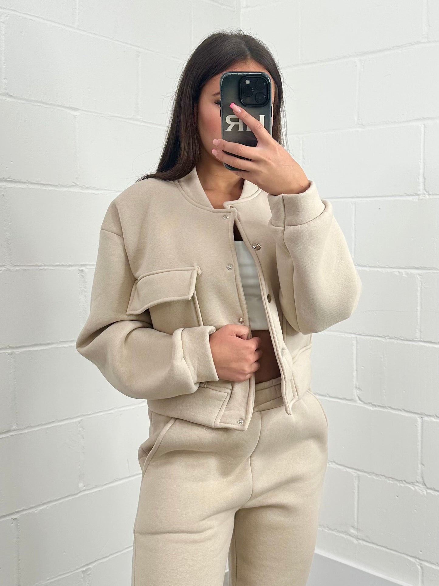 ELENI BOMBER TRACKSUIT SET - BEIGE