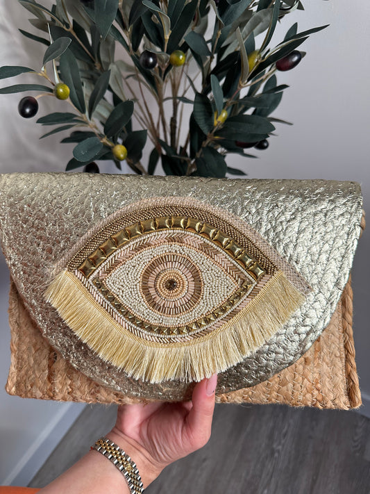 ANDRIANNA EVIL EYE BAG - GOLD